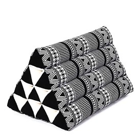 LEEWADEE Triangle Cushion – Comfortable Backrest for TV or Reading, Incline Pillow for Relaxing Made of Eco-Friendly Kapok, 20 x 13 inches, Black White