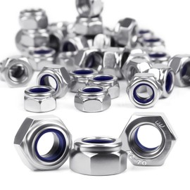 M6 Nuts Stainless Steel A2 V2A Self-Locking Nuts, Pack of 50 DIN985 Locking Nuts, Hexagonal Nuts, Niro Stop Nuts, Self-Locking Lock Nuts Set