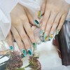 Sunflower handmade nail tips - Short round / 썬플라워 수제네일팁