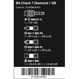 Wera 05073419001 Screwdriver Nut Driver Bits