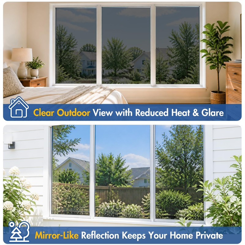 Coavas One Way Privacy Window Film with 3 Tools, Black