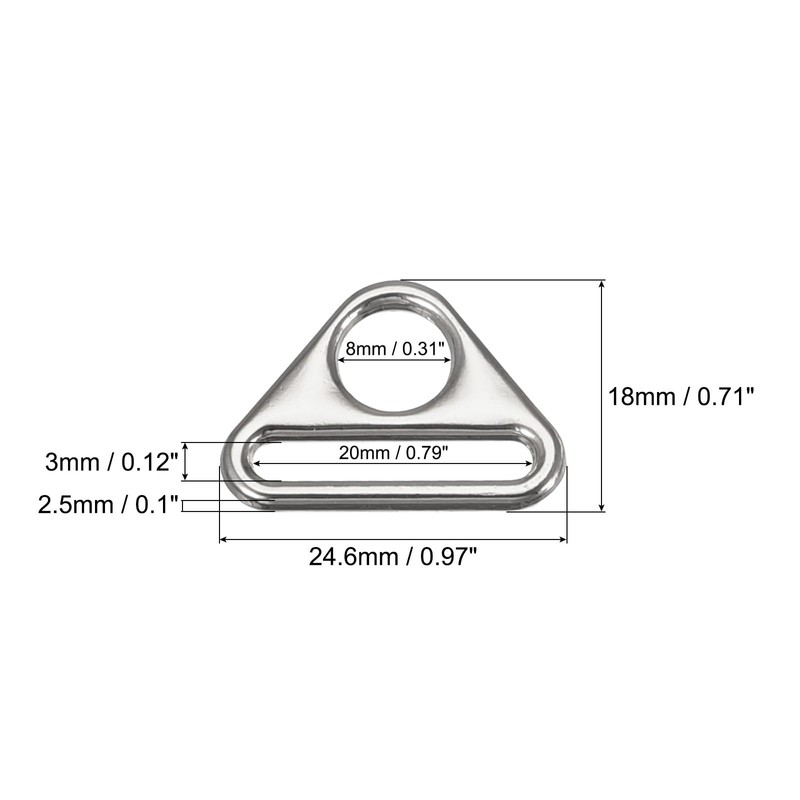 sourcing map Triangle Adjuster with Swivel Shackle D Ring Buckle,
