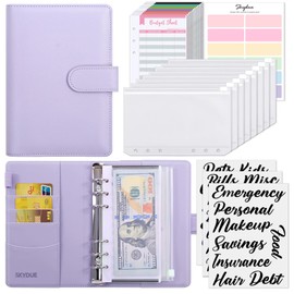 SKYDUE Budget Binder, Money Saving Binder with Zipper Envelopes, Cash Envelopes and Expense Budget Sheets for Budgeting