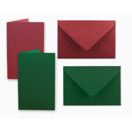 20 x Card Pack DIN A6 / C6 in Dark Red and Dark Green - Folding Cards with Fold A6 10.5 x 14.8 cm & Envelopes C6 11.4 x 16.2 cm