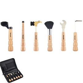 Aestivate Guitar Repair Tool Kit, 10mm Wrench, 4mm Allen Rrench, Cleaning Brush, Guitar Hammer, Guitar String Winder Instrument Maintenance Set with Storage Bag (6pcs Multi-Guitar Repair Tools)