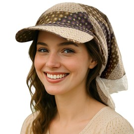 CLAPE Bandana Baseball Cap Women's Bandana with Visor Sun Hat Outdoor Hat Pre-Tied Headscarf Turban Headwear, Bsab2553-khaki