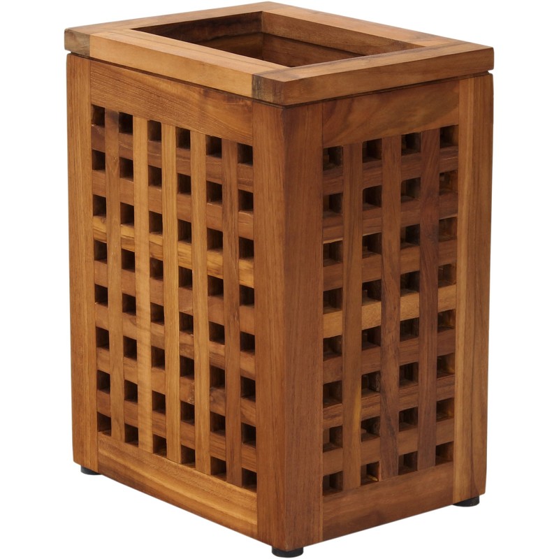 AquaTeak Grate Teak Waste Basket