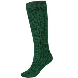Mufimex Men's Traditional Socks Costume Stockings Women's Schopper Socks Knee Socks Cable Pattern, Green