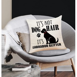 It's Not Dog Hair It's Labrador Bully Glitter Throw Pillow Case, 18 x 18 Inch, Funny Dog Lover Gifts, Labrador Bully Dog Lover Gifts, Funny Dog Decor, Linen Cushion Cover for Sofa Couch Bed Decorr