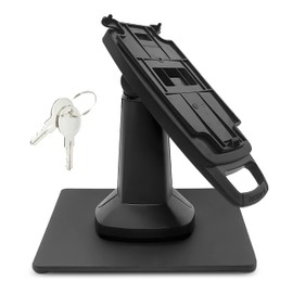 ENS Tailwind Ingenico IPP310/315/320/350 7" Latch and Key Lock Flexipole Plus Pole Mount PIN Pad Stand with Square Freestanding Mobility Base Plate, Black