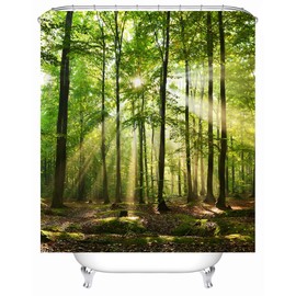 X-Labor Plant Motif Shower Curtain Waterproof Fabric Anti-Mould Includes 12 Shower Curtain Rings Washable Bath Curtain 180 x 200 cm Pattern D