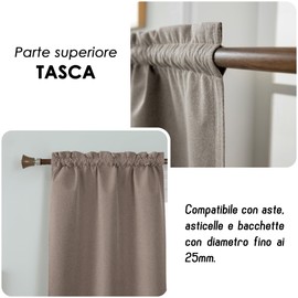 GIRASOLE HOME Coppia Tende Barbados Termiche Totalmente Oscuranti 2 Pannelli da 55x130cm con Tasca, Tortora