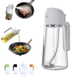 The Away Gourmet 2-in-1 Oil Dispenser and Sprayer, 16oz/470ml Glass Olive Oil Spray Bottle for Cooking, Leakproof and Refillable Oil Mister for BBQ, Salad, and Baking (White)