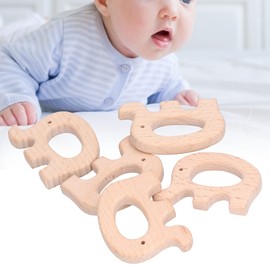 Jiawu Mordedor para bebés, Exquisita Mano de Obra Diseño en Forma de Elefante con Material de Madera de Haya de Primera Calidad Mordedor para bebés Seguro y no tóxico para bebés para el hogar