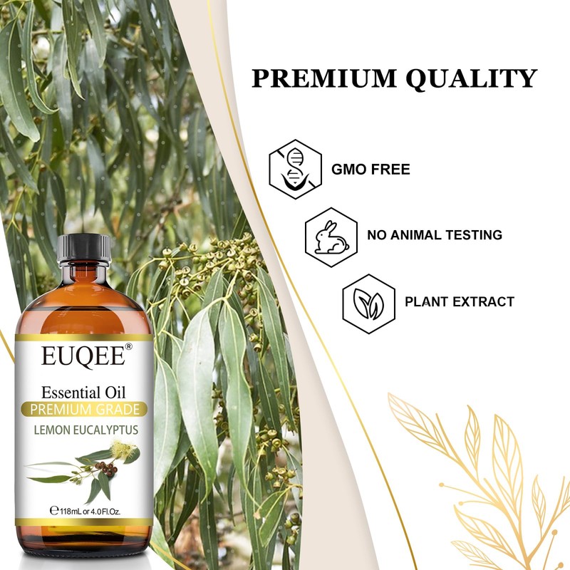 EUQEE Lemon Eucalyptus Essential Oil Pure Lemon Eucalyptus Oil, Large