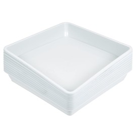 MECCANIXITY Plant Pot Saucer 6 Inch Plastic Square Flower Drip Tray for Indoor Outdoor, White Pack of 10