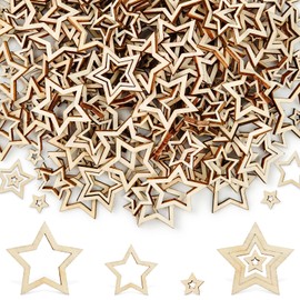 Pack of 300 Wooden Stars Scatter Decoration, Wooden Stars for Crafts, Christmas Decoration, Wooden Stars, Christmas Decoration, DIY Crafts, Party Decoration, Table Decoration, 3 Sizes (1/2/3) cm