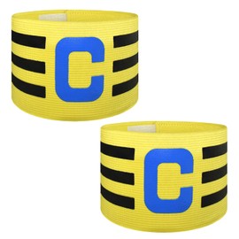 Ynaice 2 Pcs Captains Armband, C Adjustable Elastic Sports Arm Bands Nylon Multicoloured Adult & Youths Football Soccer Captains Armband for All Sports|Yellow