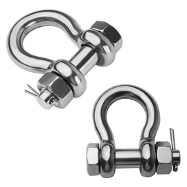 MEMUME Stainless Steel D Ring Shackles 1/4 5/16 3/8 1/2 inch 316 SS Heavy Duty Boat Anchor Shackle Marine Grade Bow Shackles with Cotter Pins (1/2 inch (4400 lbs) 2 Pack)