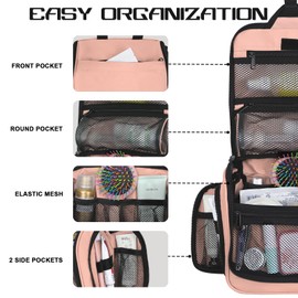 Goloni 10-Compartment Hanging Travel Toiletry Bag for Men & Women - Large Makeup & Toiletries Organizer with Smooth Zippers,XXL Swivel Metal Hook - Perfect for Travel, Camping, and Daily Use