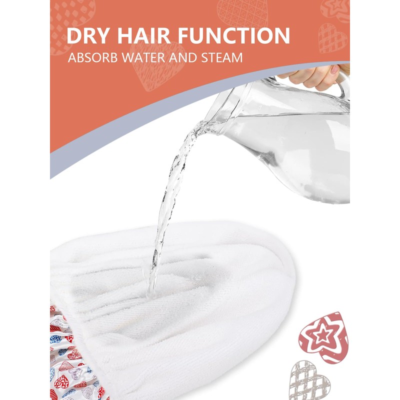 Years calm Terry Lined Shower Cap, Triple Layer Heart Motifs,Waterproof