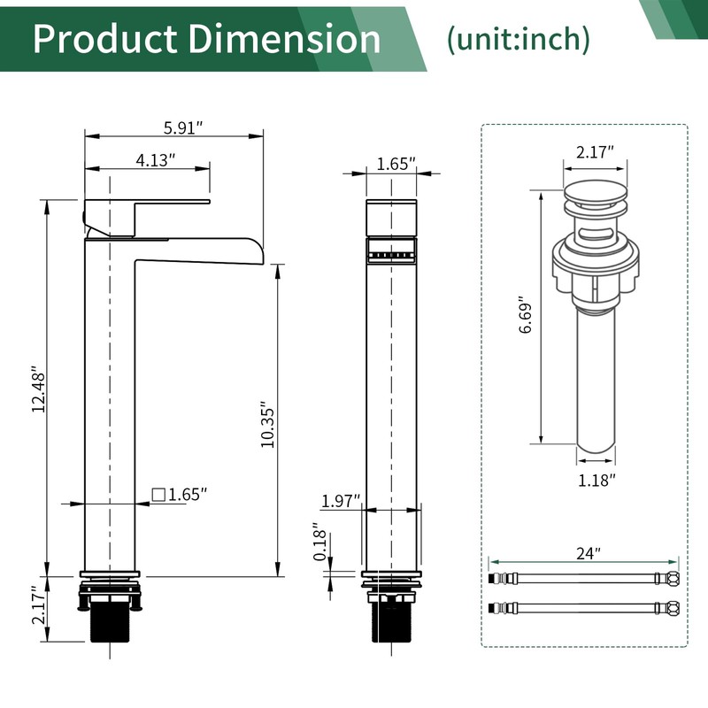 Waterfall Bathroom Faucet, Single Handle Bathroom Faucets for 1 Hole