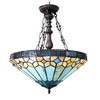 Chloe Lighting Nicholas Tiffany-Style Mission Stained Glass Inverted Ceiling Pendant