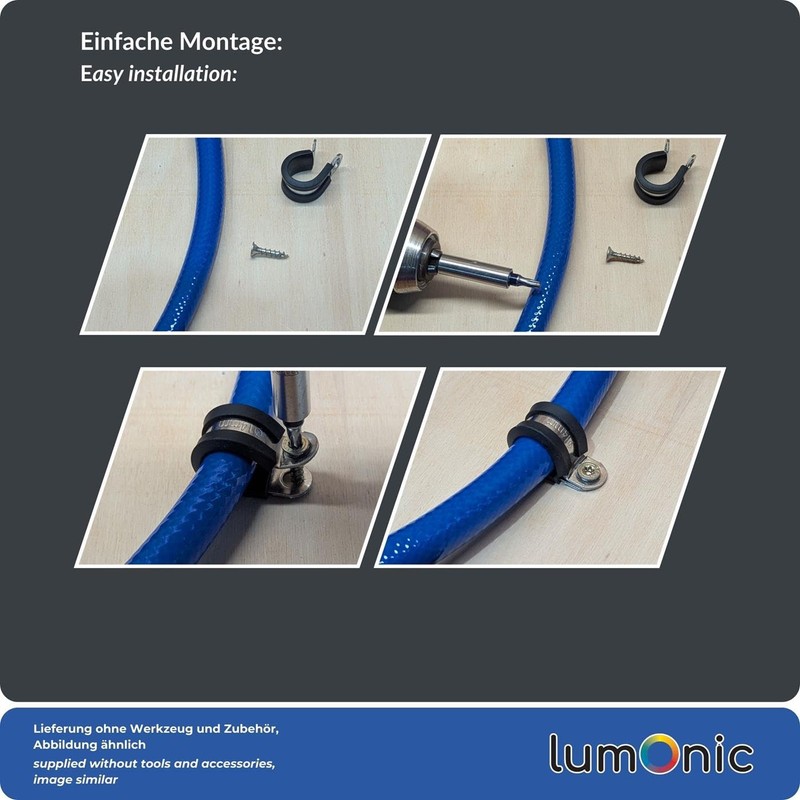Lumonic 5 x 10 mm pipe clamps with rubber insert,