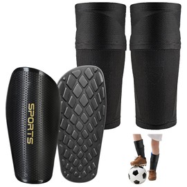 Chumix Children's Football Shin Pads, 2 Pairs, Football Shin Pads, Socks with Optimised Pocket, Provide Strong Protection to Avoid Sports Injuries, Black, M