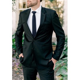 HISDERN Men's Tie Slim Plain Silk Ties for Men Classic Formal Elegant Tie Wedding Party Business Tie 6 cm, Navy 1