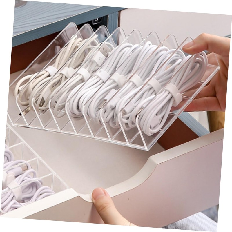 LABRIMP 1PC Transparent Multi Function Cable Storage Box Desktop Organizer