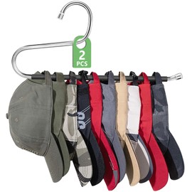 Kevenal Hat Organizer for Baseball Caps, Stainless Steel Hat Hanger Hat Storage Holder for Caps Baseball Cap Organizer (Hold 20 Caps, 2 Packs)