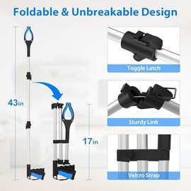 43" Grabber Reacher Tool Foldable Extension Grabber for Seniors Blue