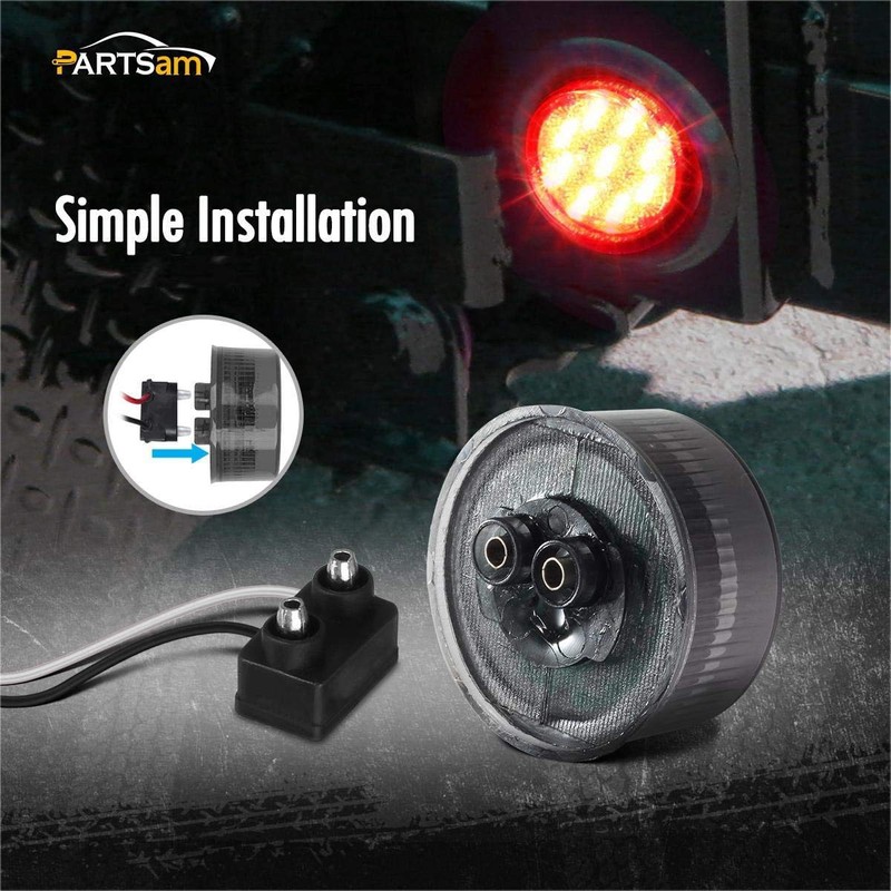 Partsam 5Pcs 2 Inch Round Led Marker Lights 9 Red