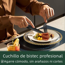 Juego de Cubiertos de 25 Piezas - Cubiertos de Acero Inoxidable con Cuchillo para Carne para 5 - Cubiertos con Cuchillo, Tenedores, Cucharas para Comer (Negro)