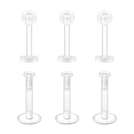 Mayhoop 16G Clear Tragus Helix Earrings Studs Transparent Piercing 6/8/10/12mm Flexible Acrylic Helix Piercing Lip Bars Retainers for Women Men