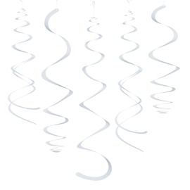 White Party Hanging Swirl Decorations Plastic Streamer for Ceiling, Pack of 28