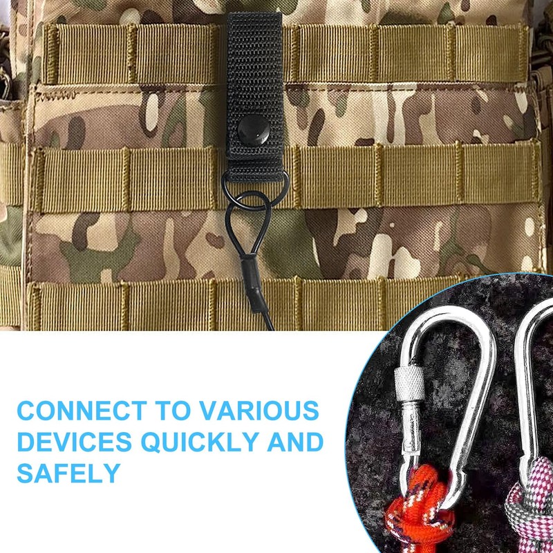 Tactical Lanyard Set, Includes 2 Elastic Spiral Ropes, 2 Carabiner