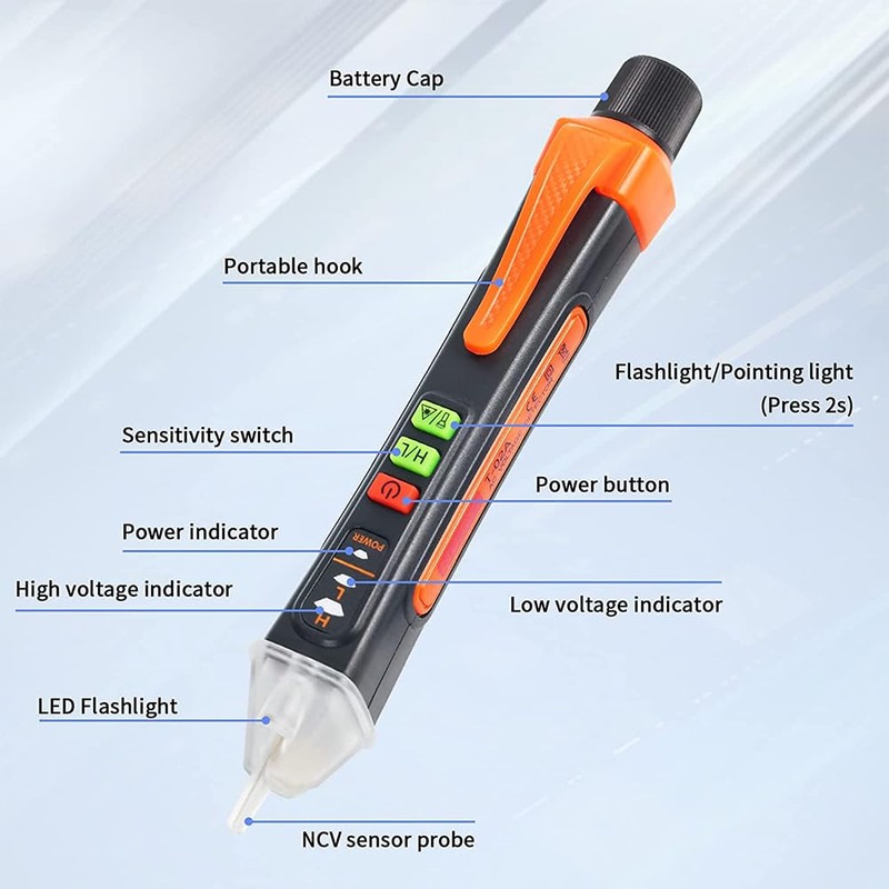 BRAVECOW Current Tester, AC Non-Contact Voltage Tester 12-1000V/48V-1000V, Test Pen