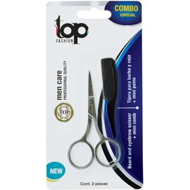 PRACTICO KIT DE TIJERA PARA RECORTAR BARBA Y CEJA + MINI PEINE