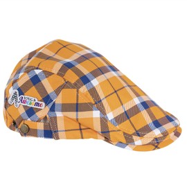 Royal & Awesome Tangerine Tartan Flat Cap, Tartan Golf Hat for Men