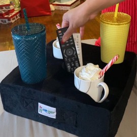 The Original Cup Cozy Pillow 5 Hole Black As Seen on TV-Cup Holder Caddy for Couch, Sofa, Bed, Car, RV, Park, Beach, & More!