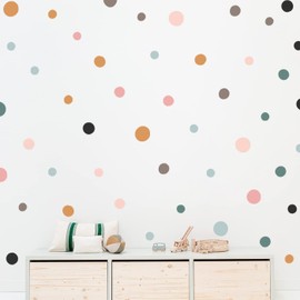 Colorful Polka Dots Wall Decals Boho Rainbow Wall Stickers Murals for Boys Girls Bedroom Living Room Classroom Playroom Decor 112pcs Dots Boho Vinyl Removable Art Wall Stickers