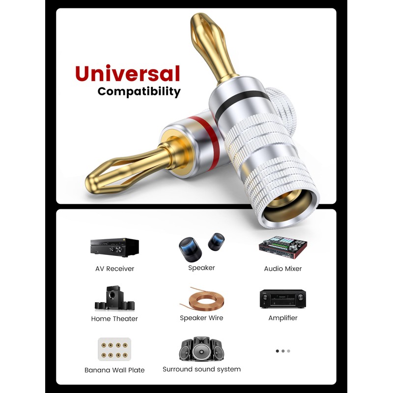 MOSWAG 5 Pairs Banana Plugs for Speaker Cable - 24K
