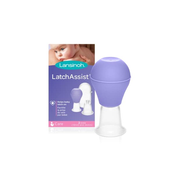 Lansinoh Latch Assist Nipple Everter with Case for Breastfeeding mums, offers temporary correction of flat or inverted nipples, 2 size cones within the pack and hygienic carry case
