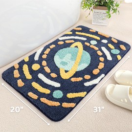 Molesun Cute Planet Bathroom Rug Mat, 20x31, Extra Soft and Absorbent Bath Rugs, Machine Wash Dry, Non-Slip Bath Mat for Tub, Shower, and Bath Room, Gravitation