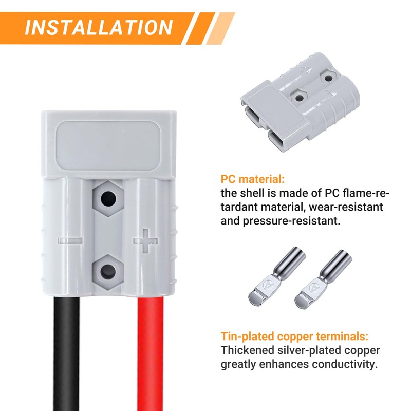keisnoaja 50 Amp Anderson Connector 8 AWG Cable 1M, 600V