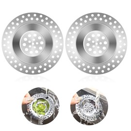 2 Pcs Sink Strainer Plug, Kitchen Strainer Drain Protector, Sink Hair Catcher Stainless Steel Sink Plug Hair Catcher Sink Drain Strainer Protector Hair Stopper Shower Drain Covers for Kitchen Bathroom