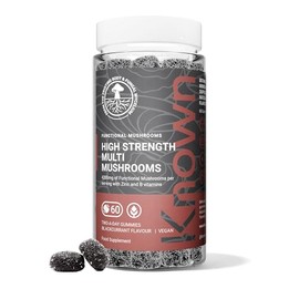 High-Strength Multi Mushrooms Gummies by Known Nutrition – with Lion’s Mane, Reishi & Chaga, Maitake, Cordyceps, Tremella - Natural Blackcurrant Flavour – 60 Vegan Gummies (30-Day Supply)