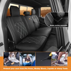 yotruth Seat Covers for Toyota Tundra, Custom Fit 2014-2021 Toyota Tundra Crewmax Double Cab SR5 Limited Platinum TRD Pro 1794 Edition with Waterproof Faux Leather